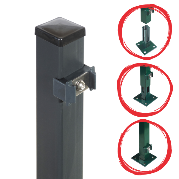 ESSENTIAL Bodenplatten-Pfosten 4x4 cm Anthrazit (209 cm)