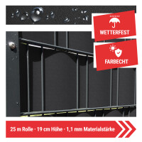 EXCLUSIVE Sichtschutzstreifen "Genarbt" Rolle 25 Meter Anthrazit (RAL 7016)